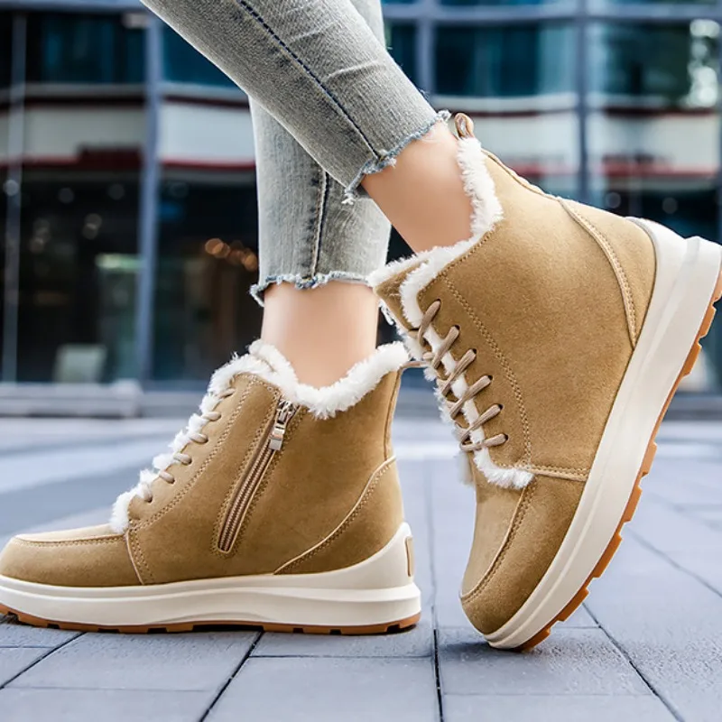TSTCTB Faux Suede Thick Plush Snow Boots Women 2023 New Non-Slip Keep Warm Winter Shoes Woman Cotton Padded Pltaform Ankle Boots