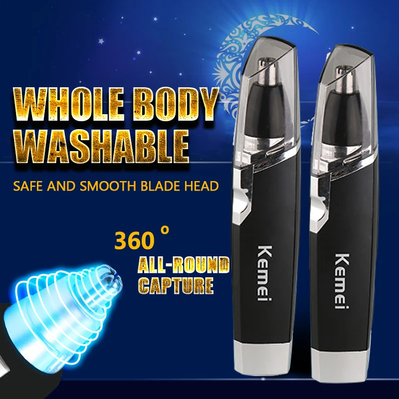 Kemei professional nose hair trimmer beard trimer mens eyebrow nose trimmer for nose and ear cleaner hair removal machine