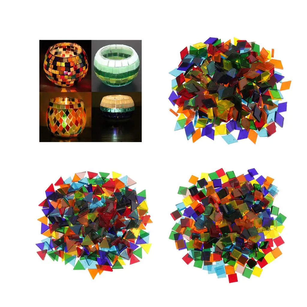 480g Assorted Color Rhombus Vitreous Glass Mosaic Tiles Tessera for Mosaic Making