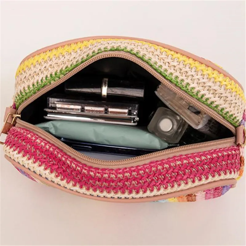 Trendy Ladies Bags, Fashionable and Artistic Weaving, Multi-color Straw Woven Bags, Ethnic Style Crossbody Bags, Women's Bags