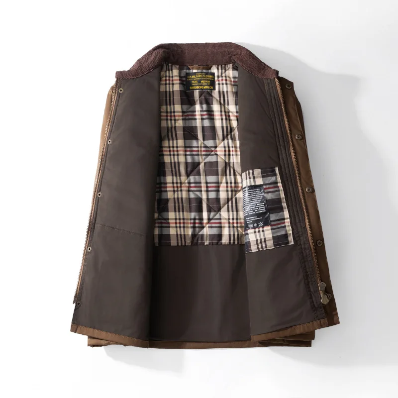 OKONKWO-Waxed Waxed Cotton Windbreaker Classic Lined Coat Outdoor Hiking Workwear Hunting Gear Oil Wax Jacket Camping Travel 5