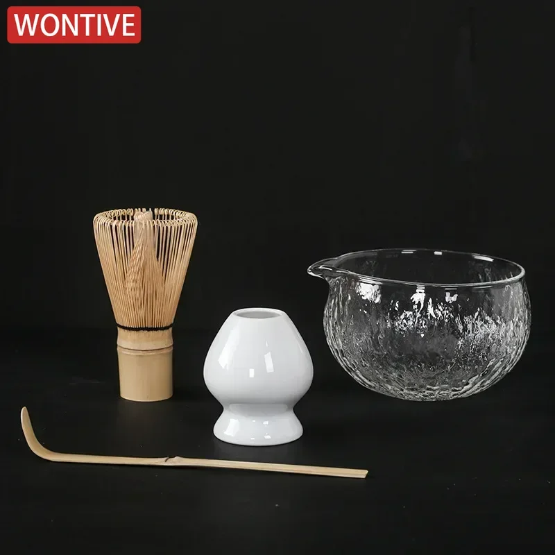 3/4PCS/7PCS Japanese Matcha Set Bamboo Tea Brush Glass Tea Bowl Chinese Traditional Handmade Tools matcha tea set,matcha tea tools,tea ceremony tools,tea set,matcha whisk