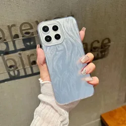 Metallic Silver Wave Texture Phone Case - Textured Anti - Fingerprint Glossy Slim Cover for Honor X6 5G (YU)