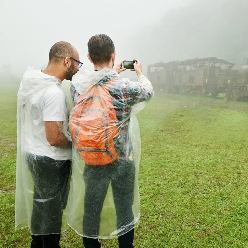 6pcDisposable Waterproof Raincoat Outdoor Hiking Mountain Travel Emergency Transparent Portable Adult Poncho Rain