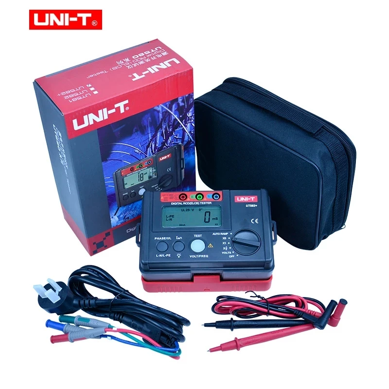 UNI-T UT582+ Digital RCD (ELCB) Tester AUTO RAMP Leakage Circuit Breaker Meter with Mis-Operation Buzzer