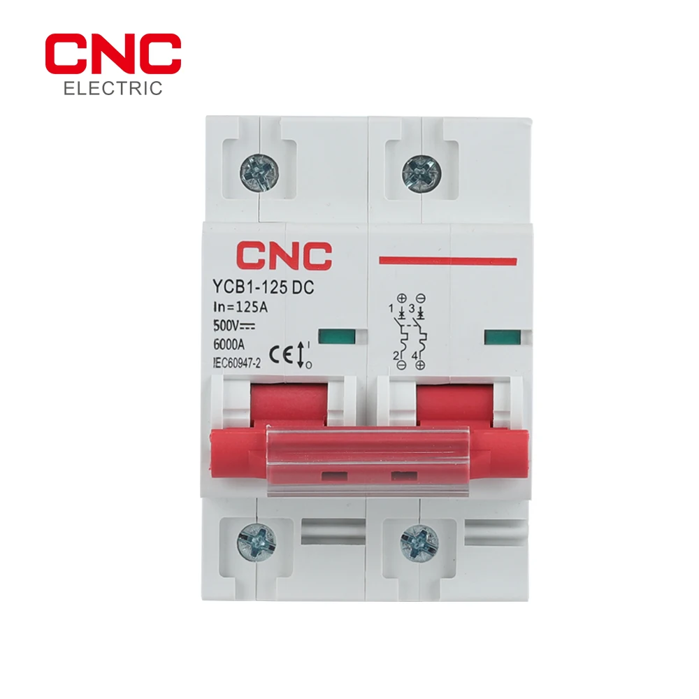 CNC YCB1-125 DC 2P миниатюрный автоматический выключатель MCB DC500V 6000A мощность разрыва 80A 100A 125A