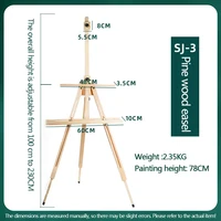 An easel made of beech wood, with a large adjustable and foldable portable triangular drawing storage display stand 5