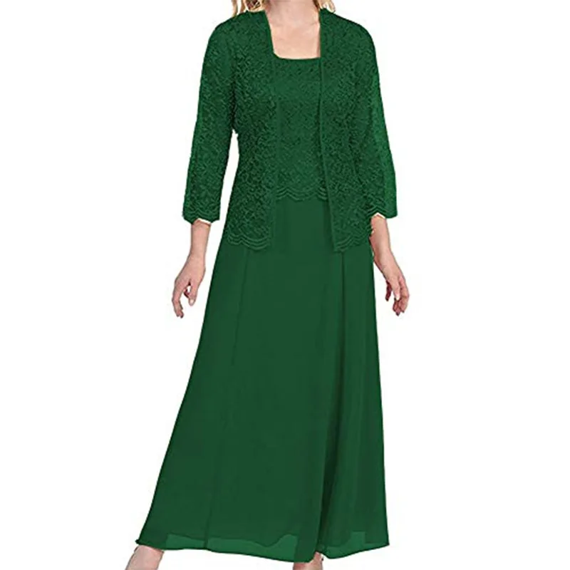 Mother of The Bride Dress Womens Lace Formal Gowns with Jacket Lace Chiffon Mother Bridal Party gown Vestidos - 2