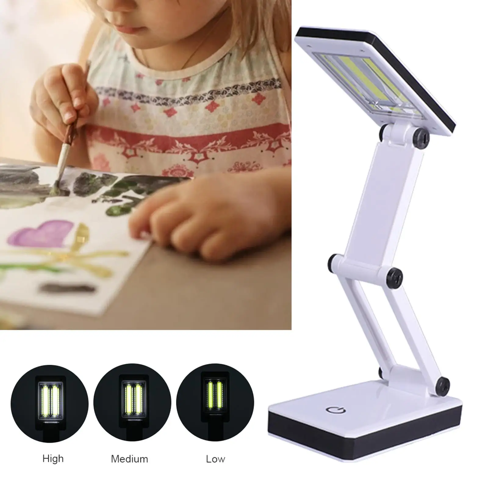 LED Desk Lamp Foldable 3-Layer Dimmable Sensitive for Room Student