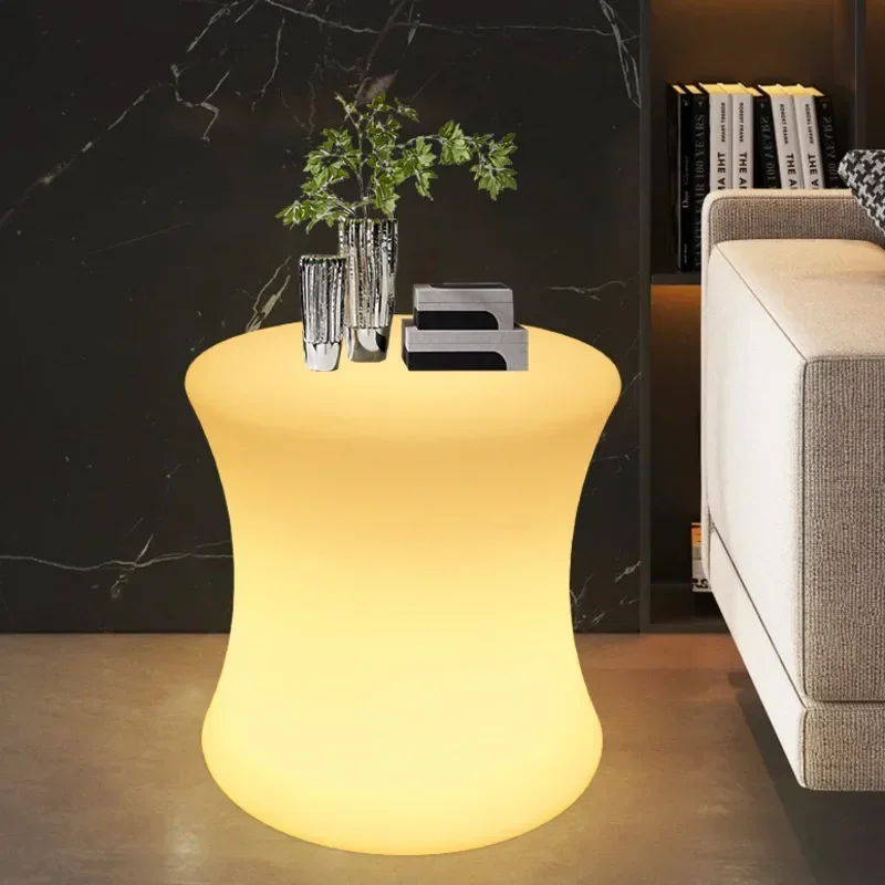 Creative Waist Drum Floor Lamp Sofa Coffee Table Ambiance Light Luminous Low Stool for Bedroom and Bar Lighting