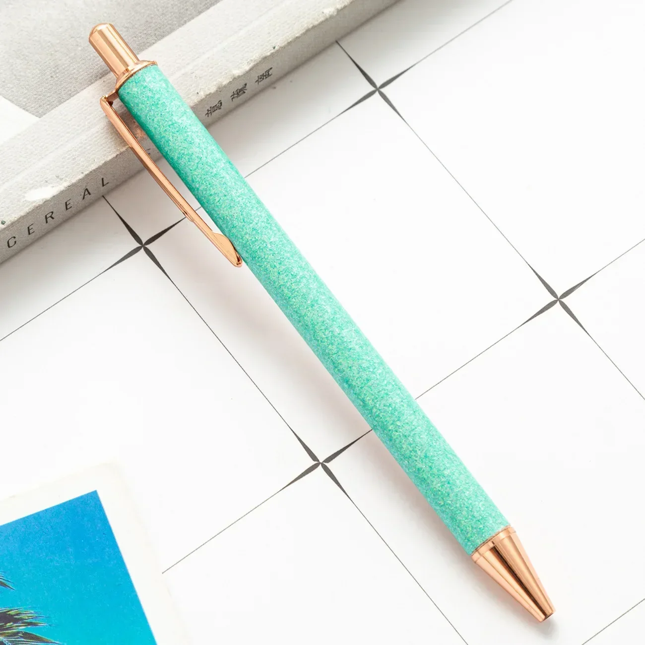 Rose Gold Glitter Ballpoint Pen - Elegant Stationery & Promotional Gift