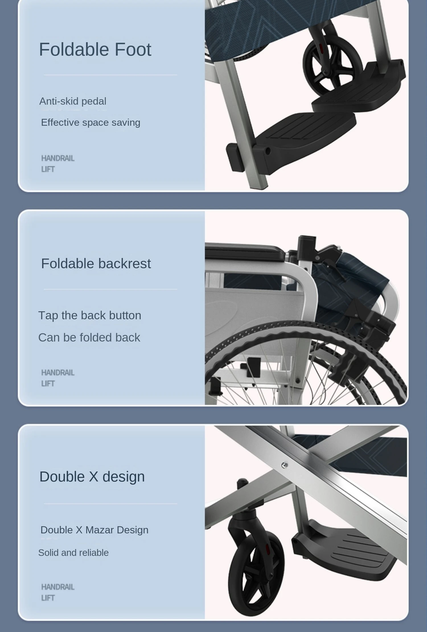 Folding light exwide armrest can lift Oxford cloth seat cushion large wheel wheelchair scooter the elderly