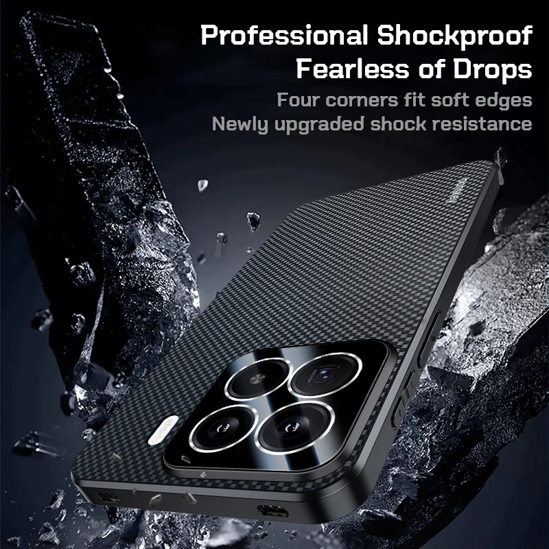 Premium Matte Weave Kevlar Carbon Fiber Case with Camera Lens Protector Cover