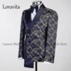 Customized Tuxedo Luxury Beaded Men Suits 2 Pieces Sets Male Dinner Party Blazers Slim Fit Groom Prom Terno Masculinos Completo 2