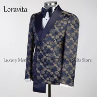 Customized Tuxedo Luxury Beaded Men Suits 2 Pieces Sets Male Dinner Party Blazers Slim Fit Groom Prom Terno Masculinos Completo 2