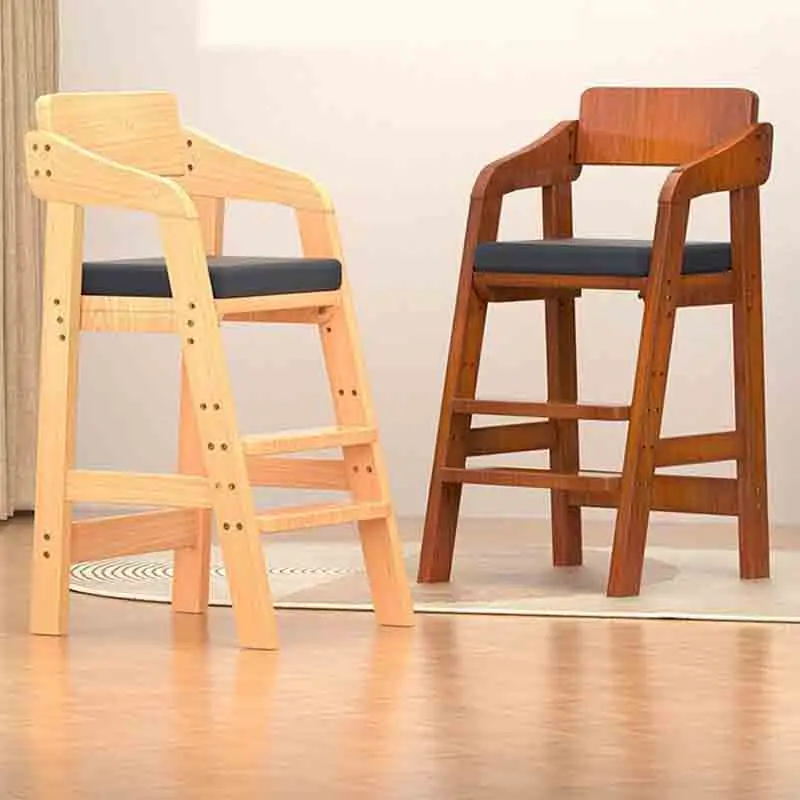 Wooden Kid High Chair Solid Wood Feeding Seat Restaurant High Chair Baby Dining For Toddlers Babies Studying Dining Eating