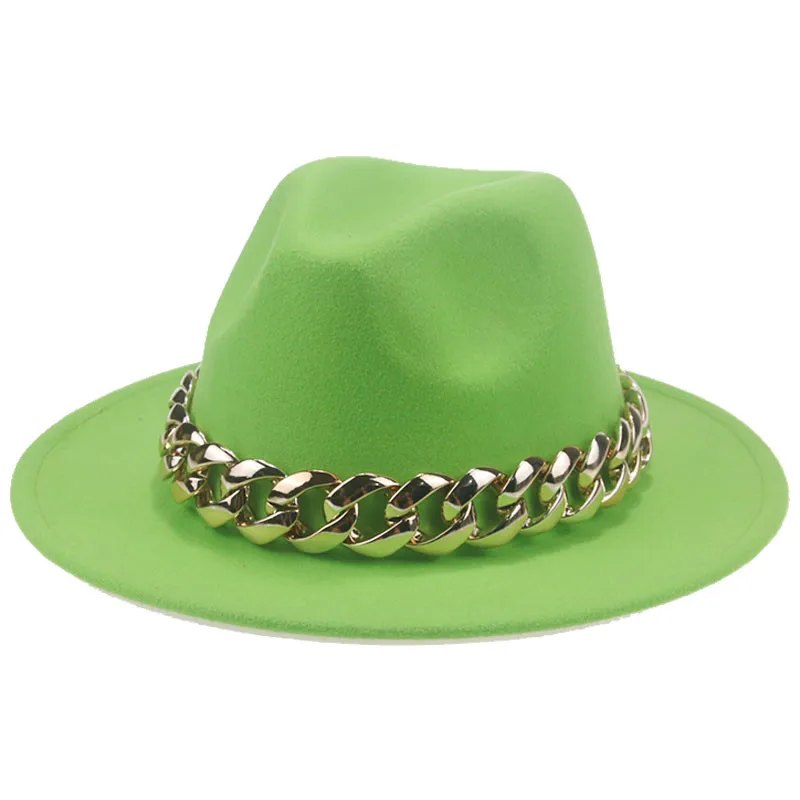 wool fedora Women Hat Luxury Wide Brim Thick Gold Chain fascinator Beige Hats for Men Women Panama Cowboy Hat Fedora Hats Sombrero Hombre white fedora Fedoras