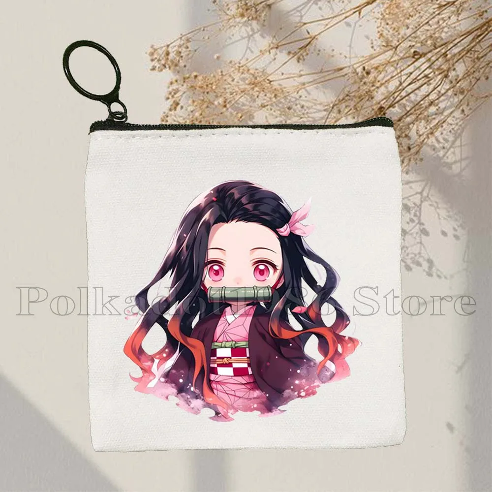 Demon Slayer Anime Kimetsu Kamado Nezuko Key Coin Purse Inosuke Muichiro Tokito Tangiro Heshibira Gifts Card Bags Wallet Pouch