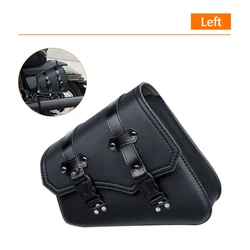 Motorcycle Leather Saddle Side Bags - Premium Storage & Tool Pouches (Left)