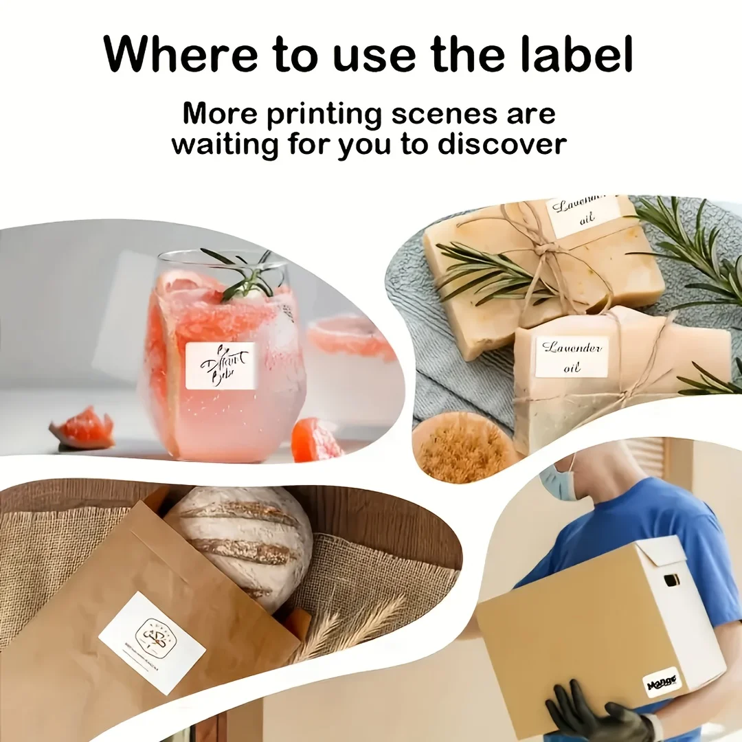 10롤 50x30mm 흰색 자체 접착식 열전사 라벨 용지 휴대용 및 미니 프린터용 주소 배송 가정 및 사무실용