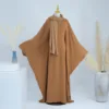 2 Pcs Muslim Sets Ramadan Eid Soft Crepe Khimar Batwing Abaya+scarf Suit Dubai Islam Muslim Modest African Dresses Set Female