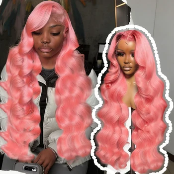 Pink Wig Hd Lace Wig 13X6 Human Hair 13X4 Body Wave Lace Front Wigs 250 Density Lace Frontal Wigs Brazilian Hair 40 Inch Colored 1