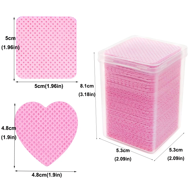 Nail Polish Remover 200Pcs/Box Lint Free Nail Wipes Eyelash Extension Glue Wipes Cleaner Cloth Non-Woven Fabric Nail Gel Polish Remover Cotton Pads