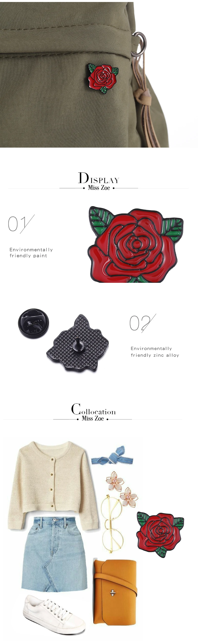 Rote Rose Emaille Pins benutzer definierte Blumen Broschen Revers Abzeichen Blumen Pflanzens chmuck Liebhaber Muttertag Geschenk für Kinder Freunde – Detail 3