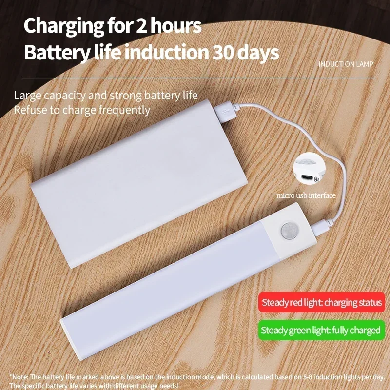 LED Night Light LED Cabinet Light LED Motion Sensor Light Under Cabinet Lights Bedroom Wardrobe Closet Indoor 10/20/30/40/50/60cm