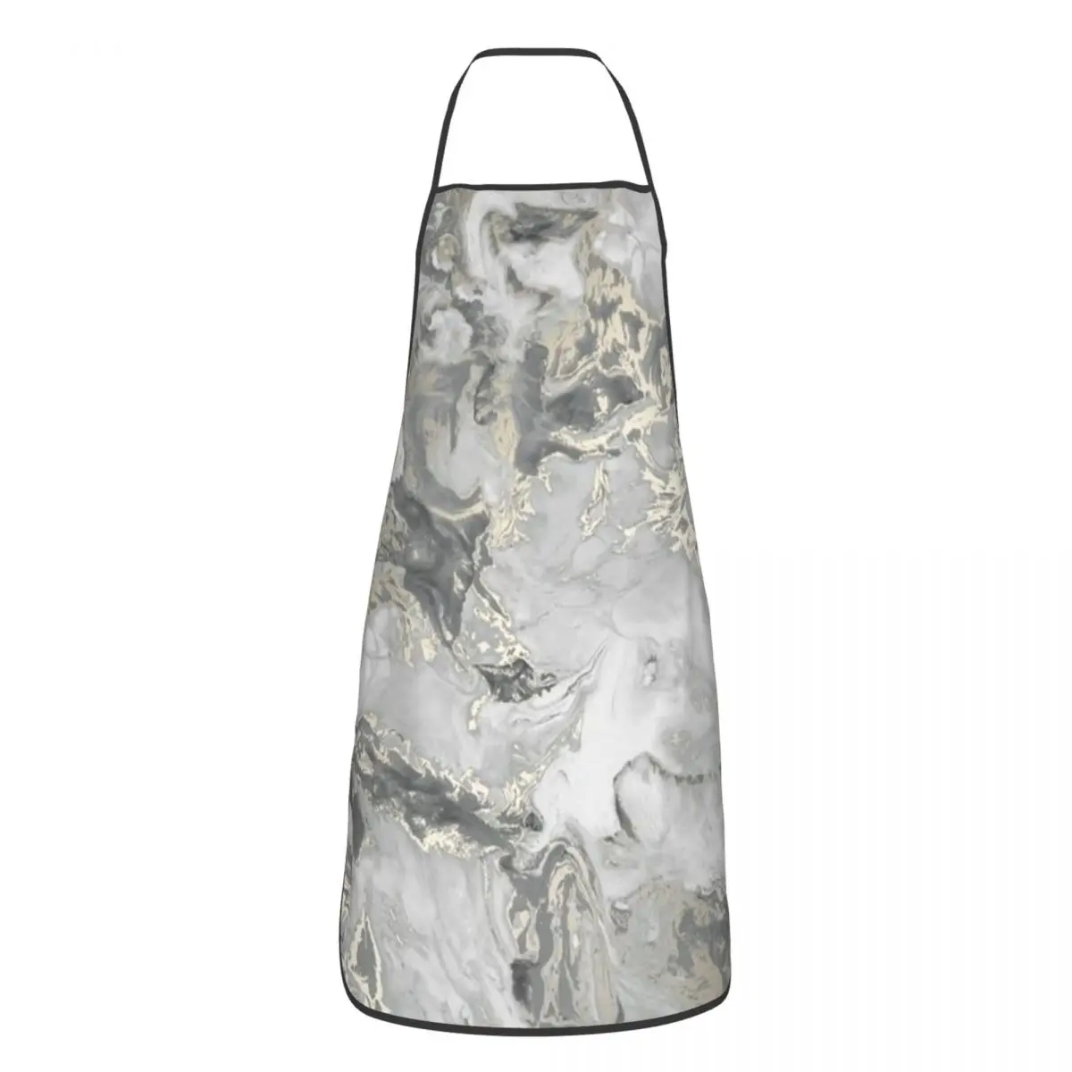 

Marble Gray Silver Gold Bib Apron Adult Women Men Chef Tablier Cuisine for Kitchen Cooking Modern Marbled Texture Painting