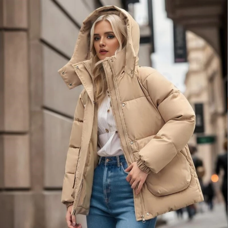 

2023 Autumn Women Parkas Jacket Hooded Thicken Warm Padded Coat Female Clothes Winter Outwear Short Jacket Coat