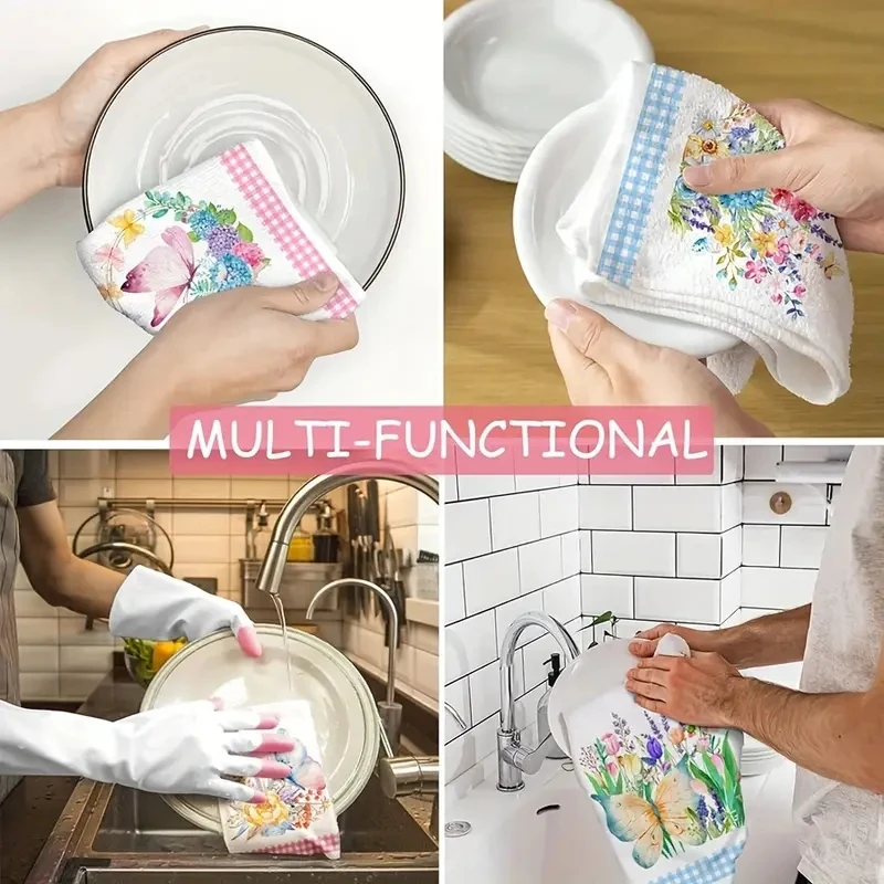 Lemon Tea Napkins 4-pack vintage floral and butterfly napkins 40 * 60cm flat stain resistant dining kitchen use