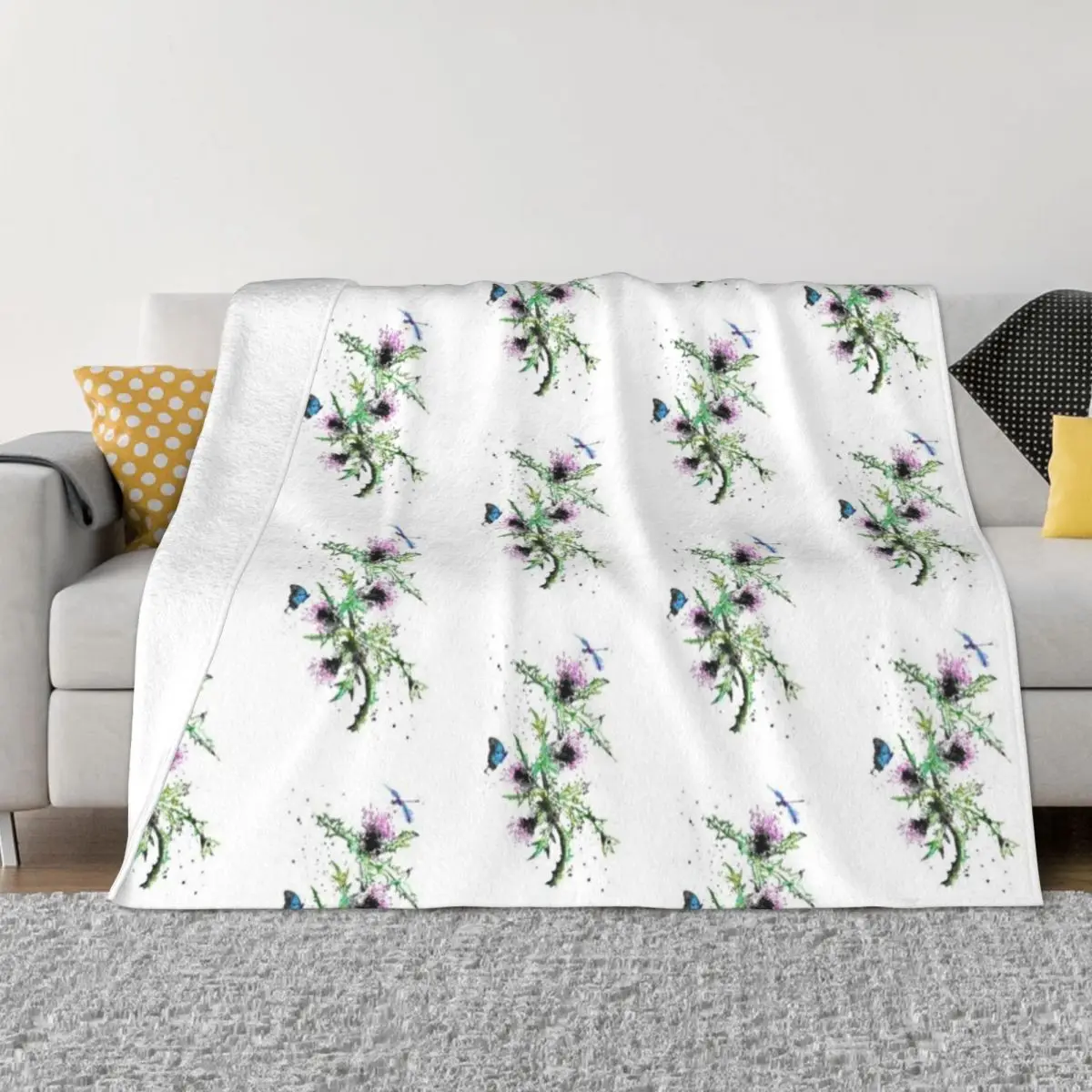 

Scottish Thistle, watercolor Scottish Thistle Throw Blanket Tourist Baby Decorative Beds Nap Blankets