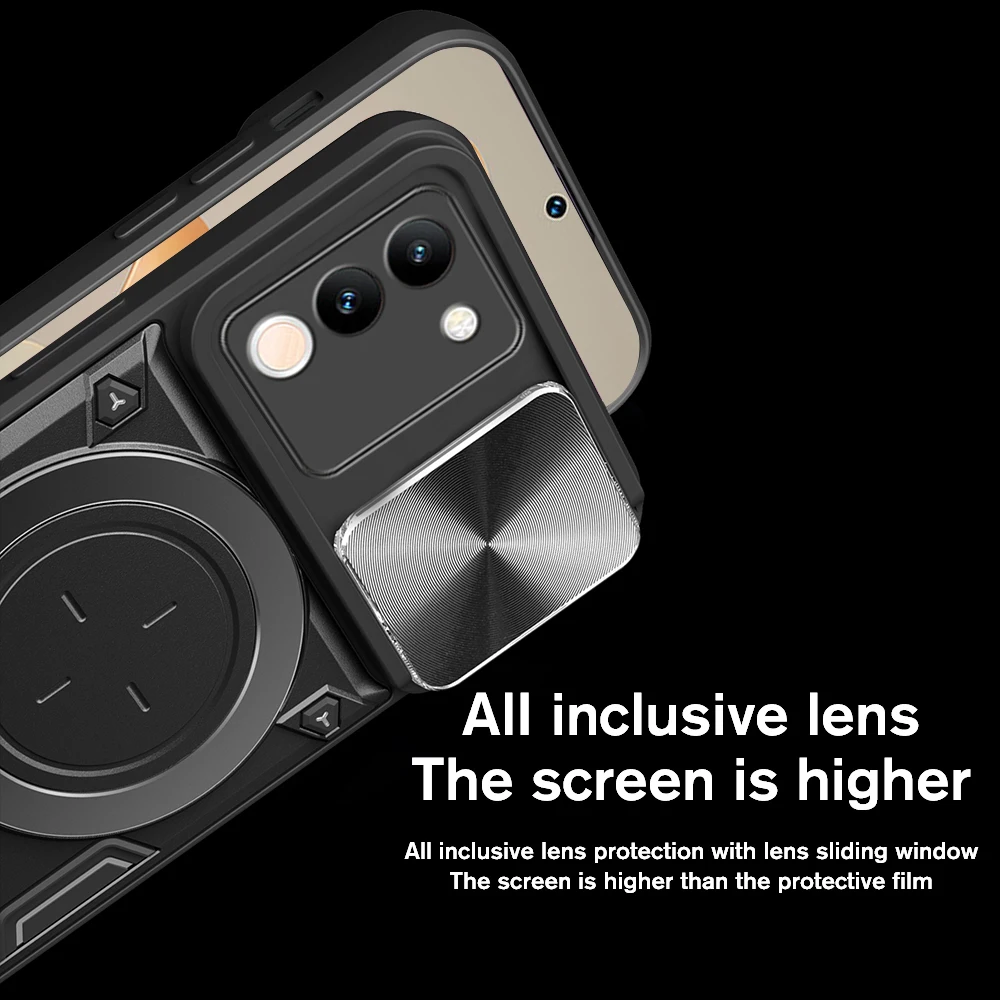 Carcasă de protecție antișoc pentru Vivo V29 Y200, cu fereastră de protecție pentru lentilă, pentru vivo v29 y200 v 29 y 200, suport inelar_voghion.com