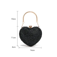 Luxury Diamond Inlay Heart Shape Crystal Clutch Purse Stones Evening Wedding Party Shoulder Bag Handle Rhinestone Mini Handbags - Image 5