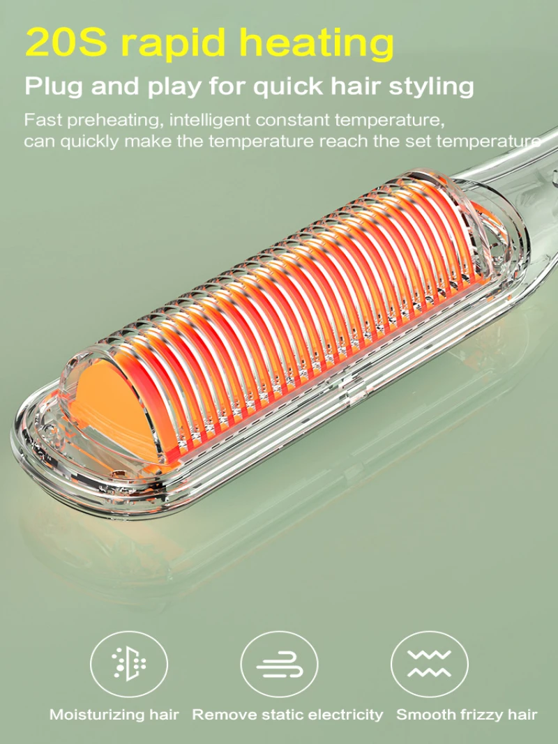 Negative ion non damaging straight hair comb Straight curly hair clip electric curly comb