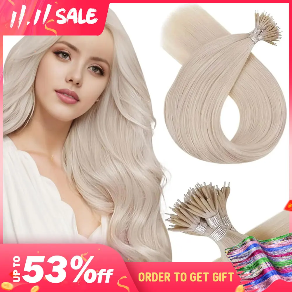 Moresoo Nano Bead Hair Extensions Human Hair Cold Fusion Nano Tip Link Extensions 50G 50S Loop Pre Bonded human hair extensions