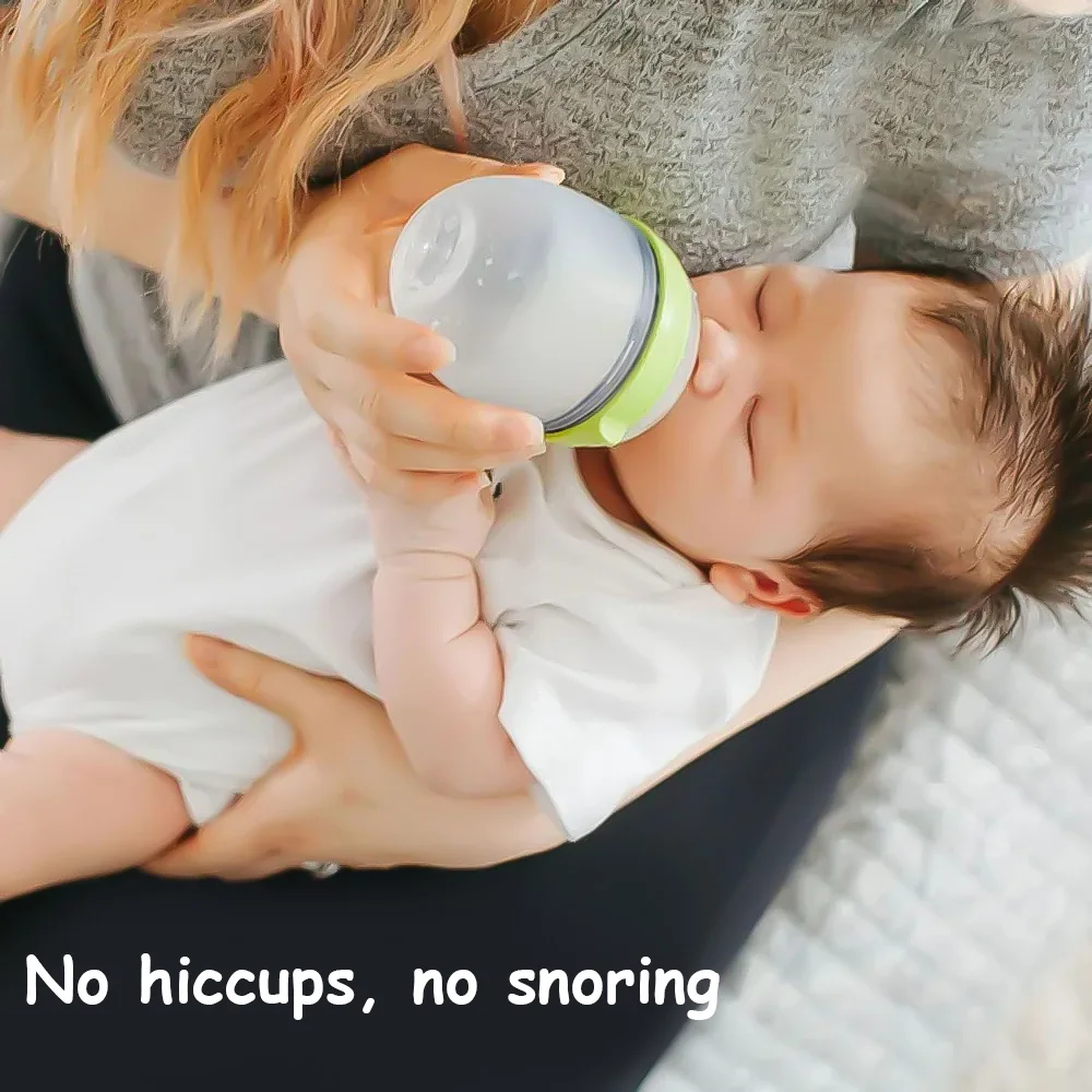 Silicone baby bottle feeding bottle imitation breast milk design 0-4 years old full silicone weaning