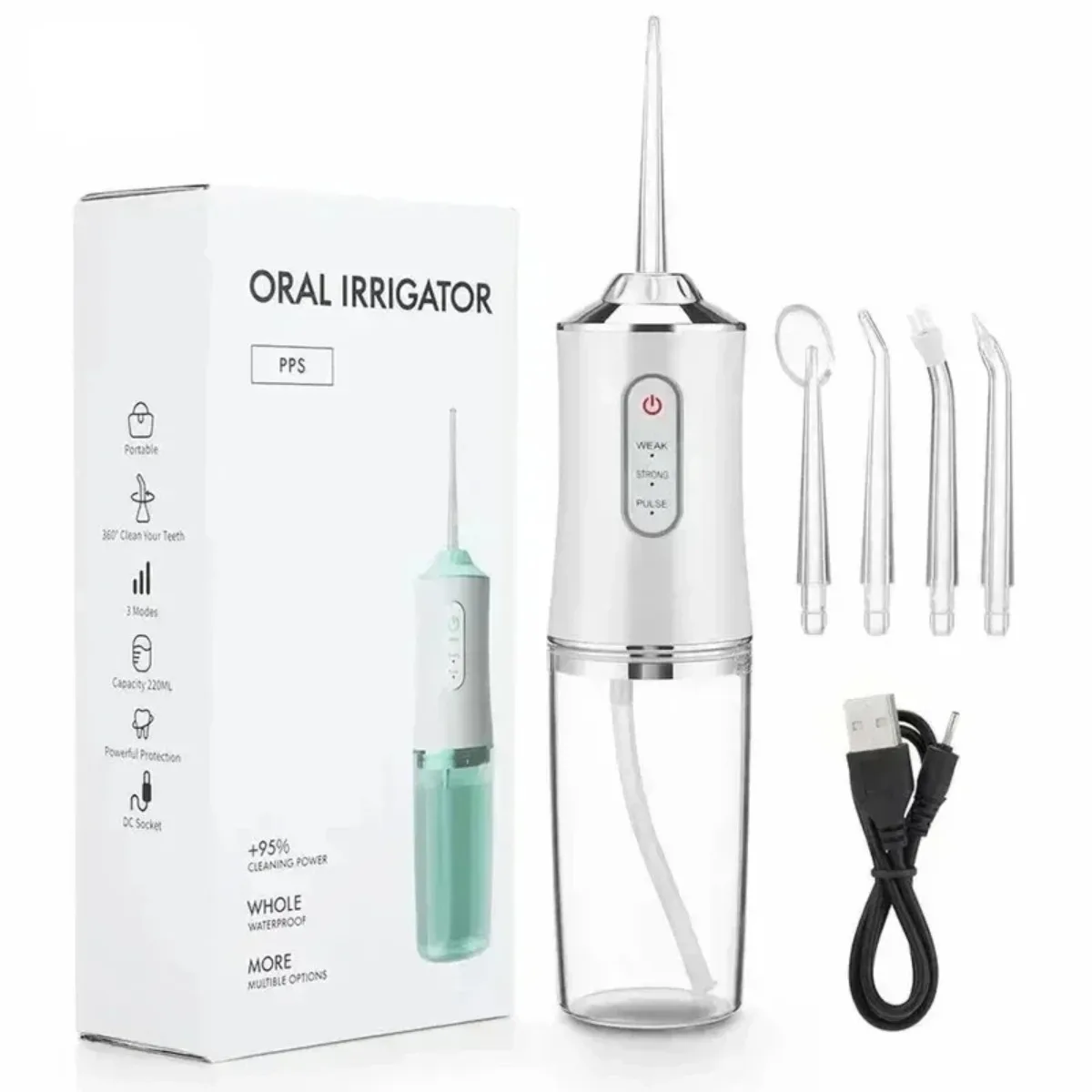 Oral Irrigator Oral Irrigator Portable Dental Water Flosser USB Rechargeable Water Jet Floss Tooth Pick 4 Jet Tip 220ml 3 Modes Teeth PH260