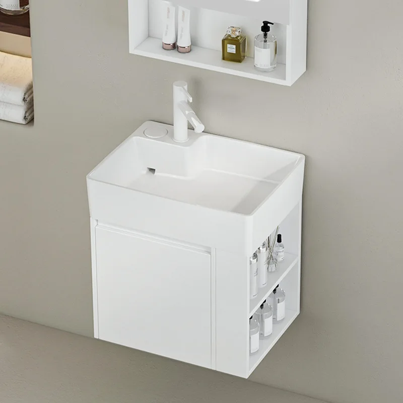 Honeycomb aluminum small apartment side open storage bathroom cabinet combination ceramic wash basin cabinet washbasin washbasin
