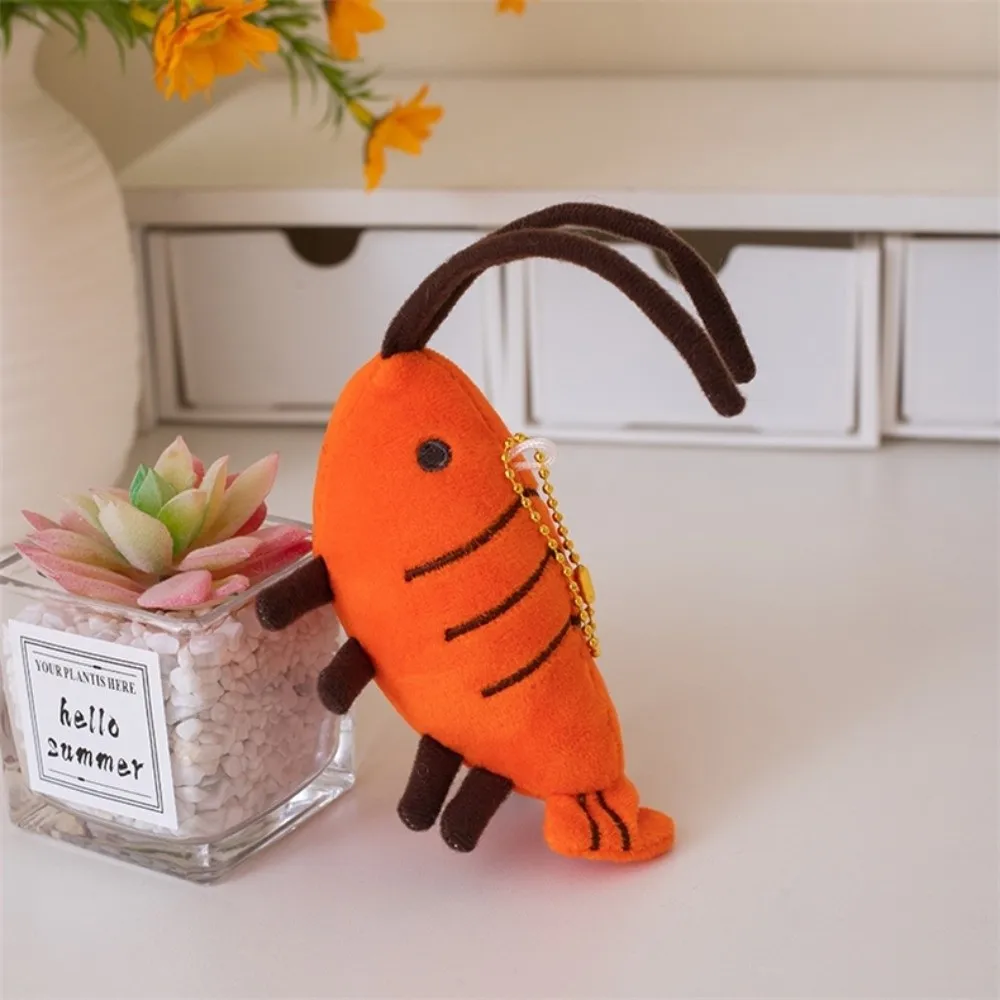Stuffed Lobster Plush Pendant Animal Soft Shrimp Plush Toy Pendant Funny Design Cute Shrimp Plush Doll Keychain Bag Pendant