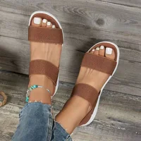 Sandales élégantes à talon bas pour femmes, chaussures orthopédiques à bout ouvert, couleur unie, nouvelle collection 2023, grandes tailles 25-45, chaussures décontractées à talon plat et épais 3