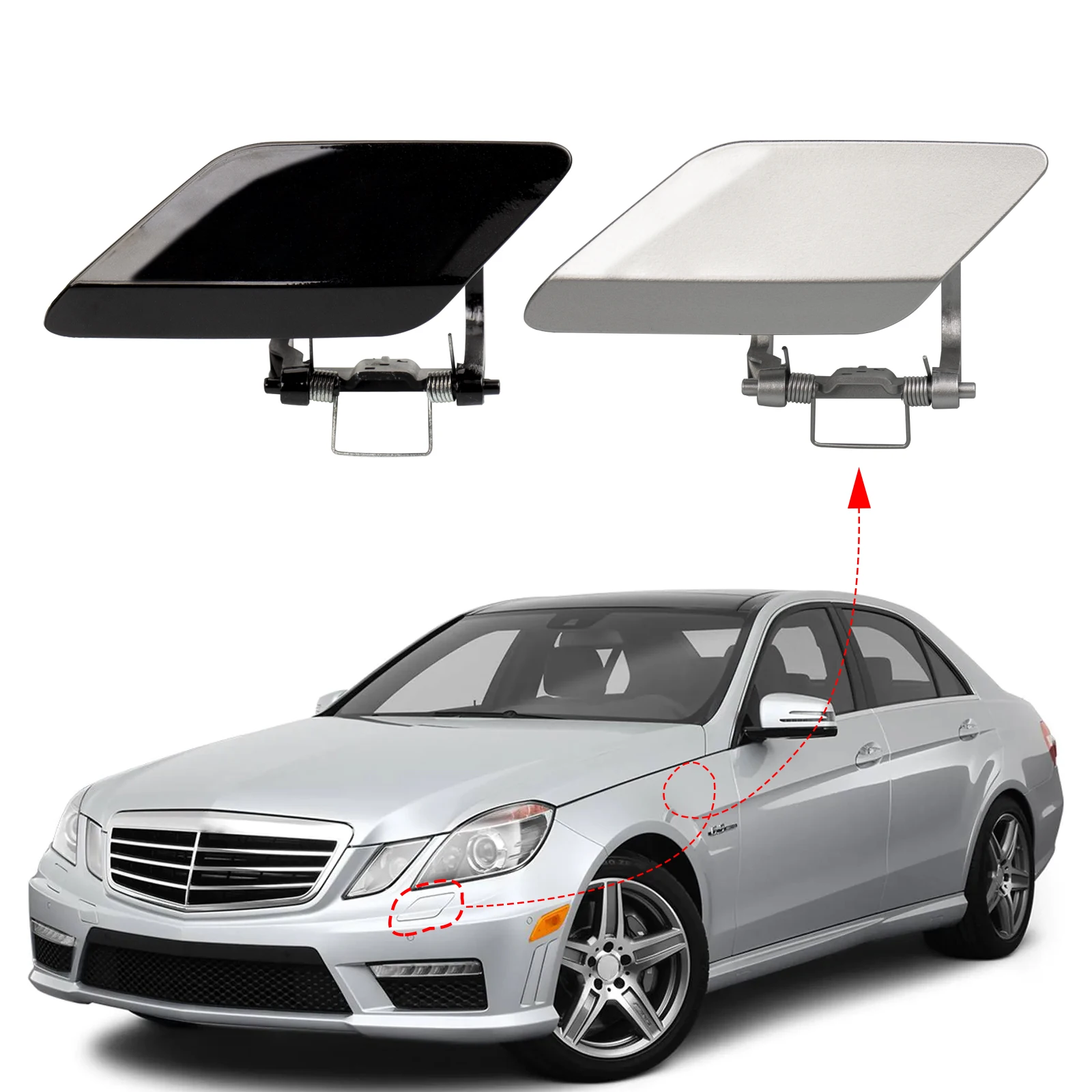 Front Bumper Headlight Washer Spray Cover Cap For Mercedes Benz Eclass W212 E300 E350 E400 E550