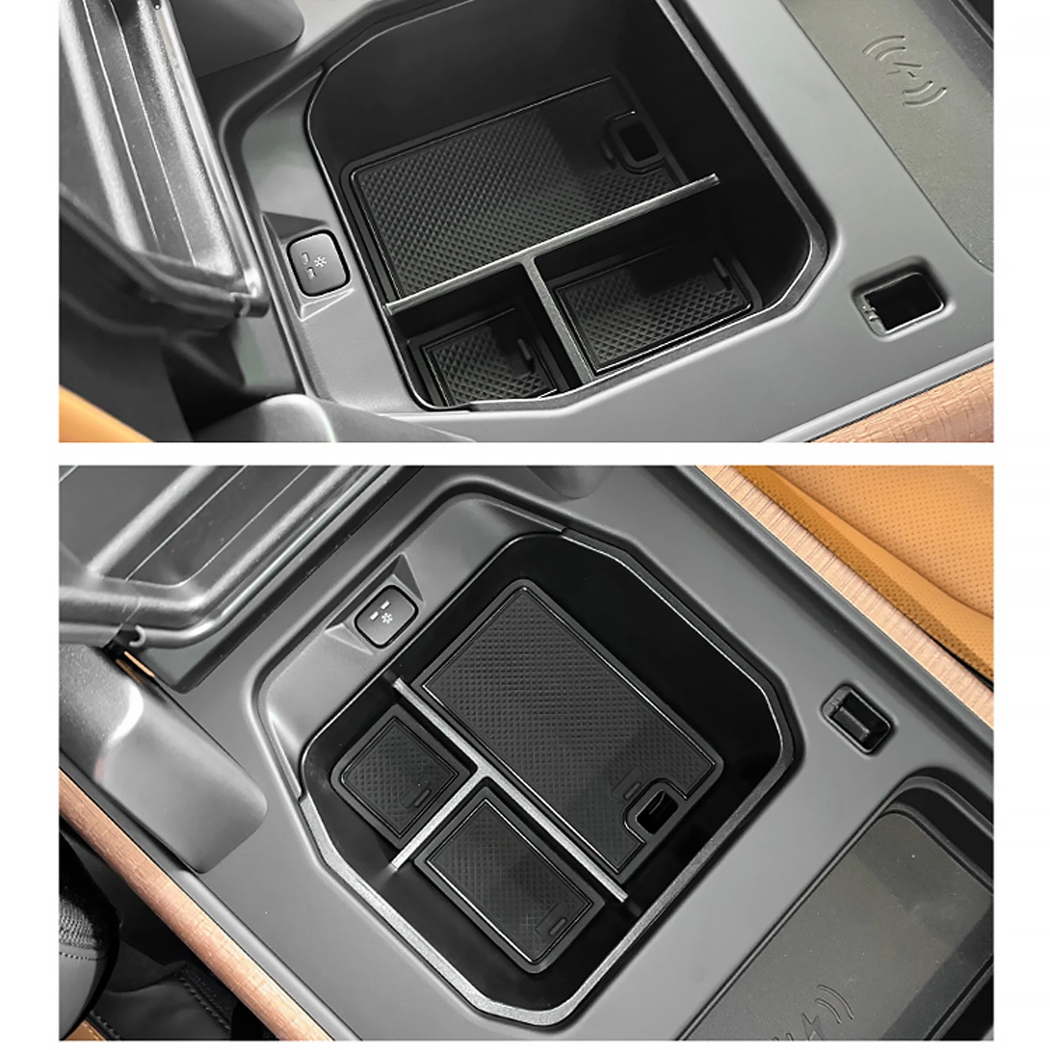 Für Land Rover Defender 90 110 130 2020 2023 2024 Mittelkonsole geschichtete Aufbewahrungsbox Armlehne Aufbewahrungsbox Versteckte Organizer-Tablett – Detail 9