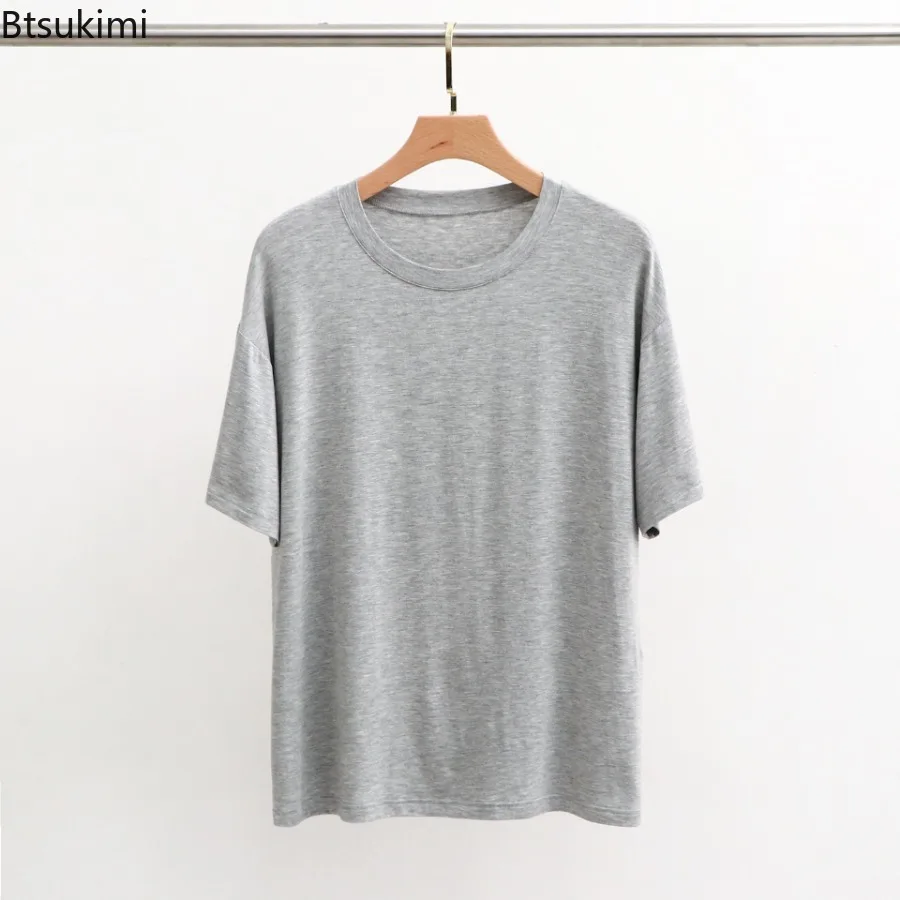 New 2024 Men's Modal Sleep Tops Large Size Short Sleeve Homewear Summe Soft Breathable Loose Tops Casual Thin Sleepwear for Men