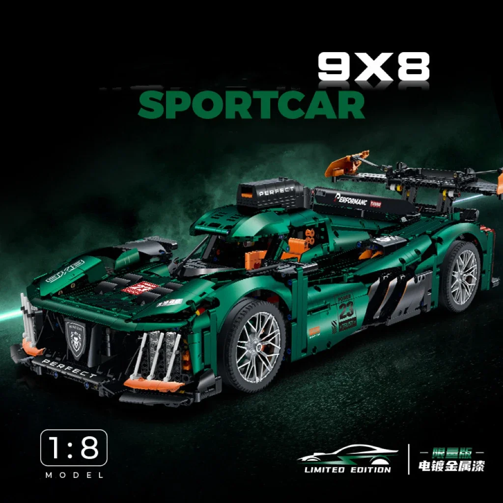 

3466Pcs Technical Remote Control 1:8 9x8 Sports Car Building Blocks Model MOC 42156 Racing Brick Kids Christmas Gift Set