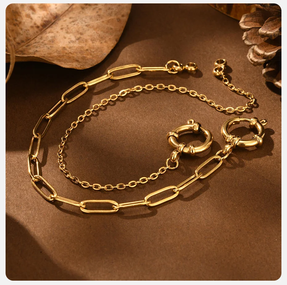 Vnox Quadratische Kettenarmbänder für Damen, goldfarben, runde Blasenschnalle aus Edelstahl, modische klassische Armbänder, Schmuck, wie – Detail 7