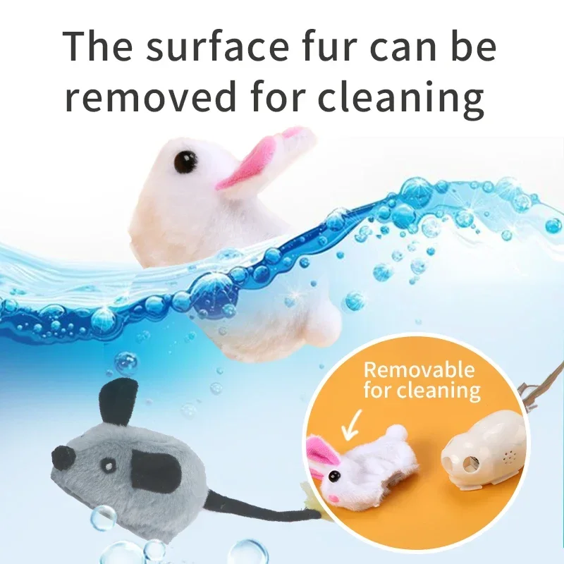 Smart Running Mouse Cat Toy Interactive Random Moving Electric Toys USB charging Simulation Mice Kitten Self-Playing Plush Toys - 3