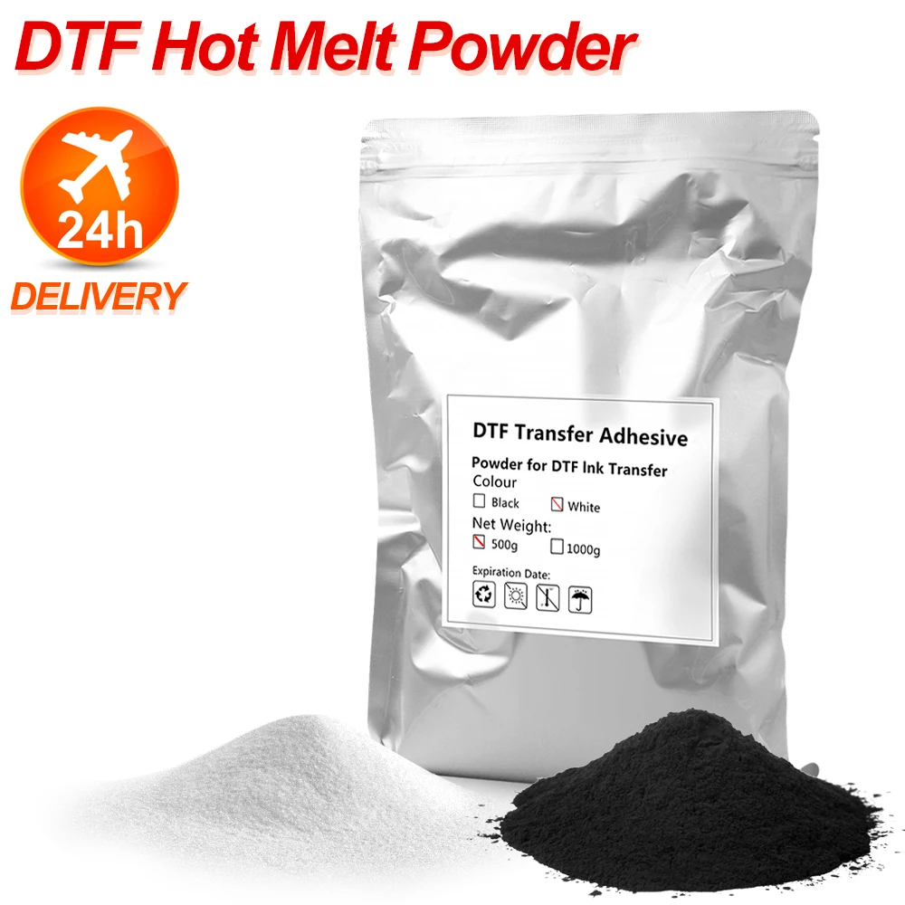 

1000g DTF Hot Melt Transfer Powder Black or White Adhesive For Epson Direct To Film T-Shirt Printing Machine