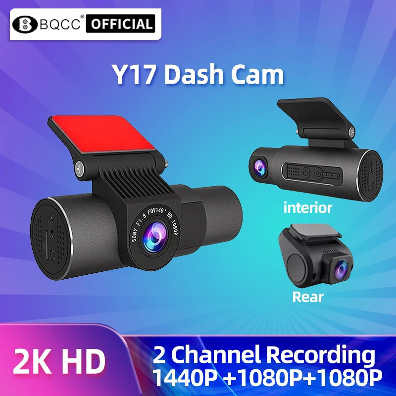 

Видеорегистратор BQCC QHD 2K, Автомобильный видеорегистратор с 3 камерами, Wi-Fi, ночным видением, 23 часовым мониторингом парковки, широким углом 140 градусов